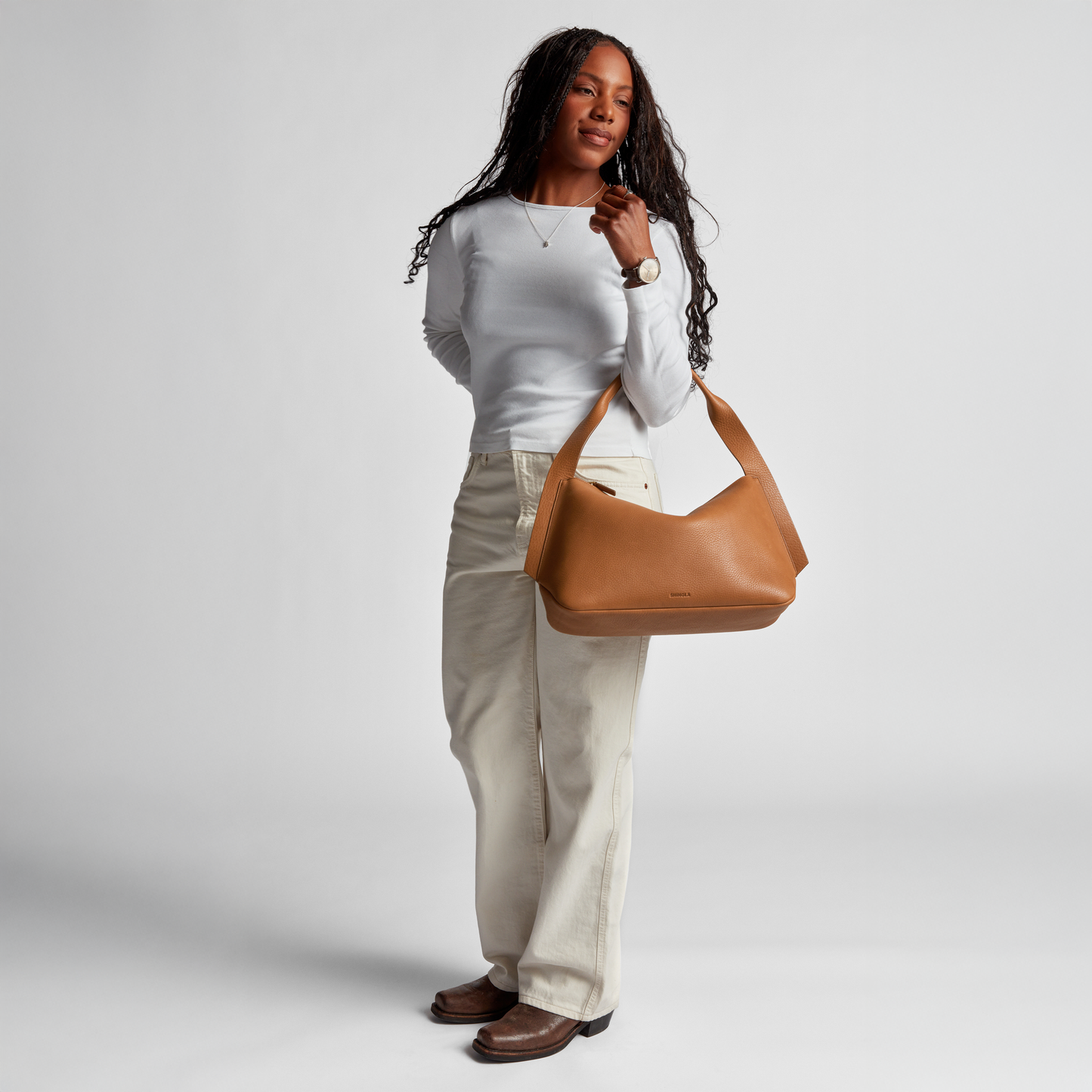Medium Derby Shoulder Bag - Tan
