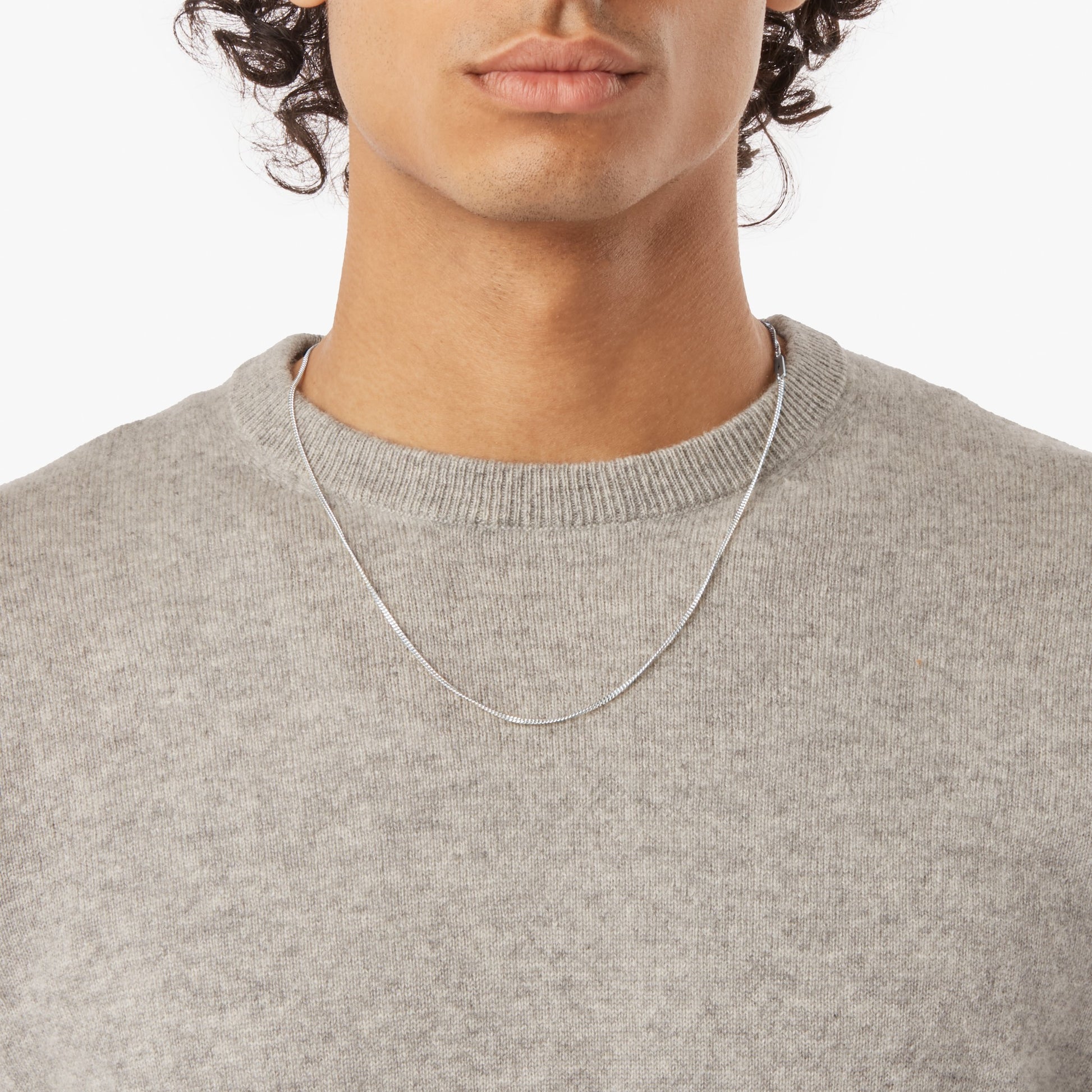 Simple Curb Chain Necklace - Sterling Silver
