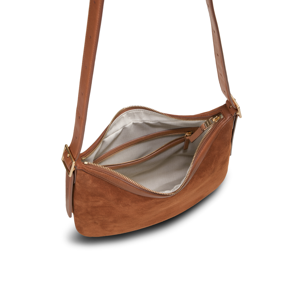 Medium Bixby Crossbody - Tan Suede