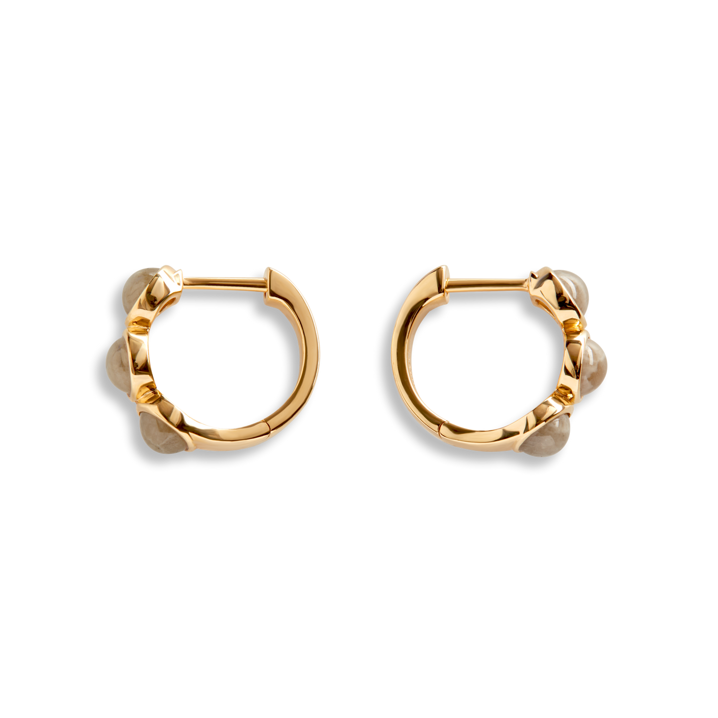 3 Bead Petoskey Huggie Earrings