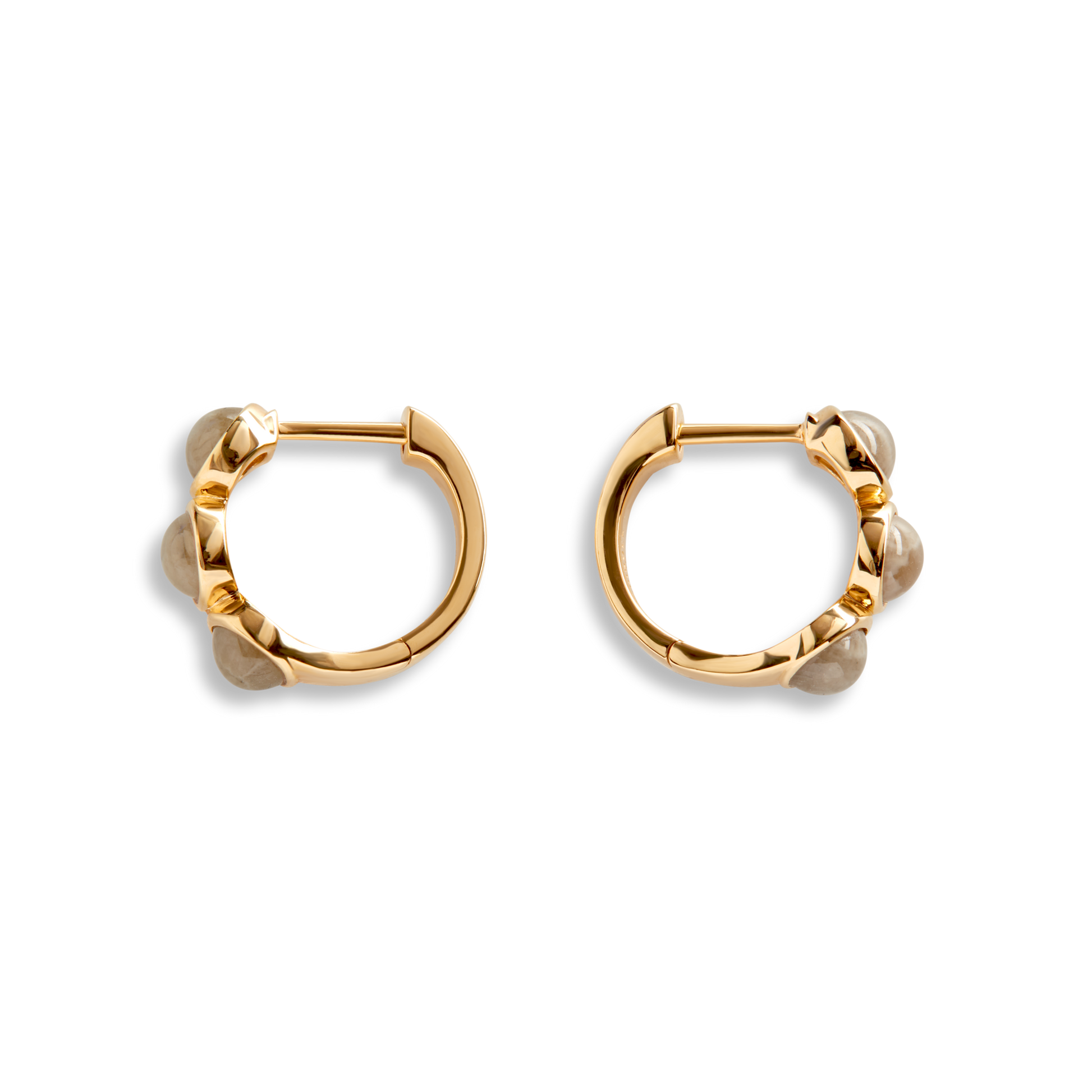 3 Bead Petoskey Huggie Earrings