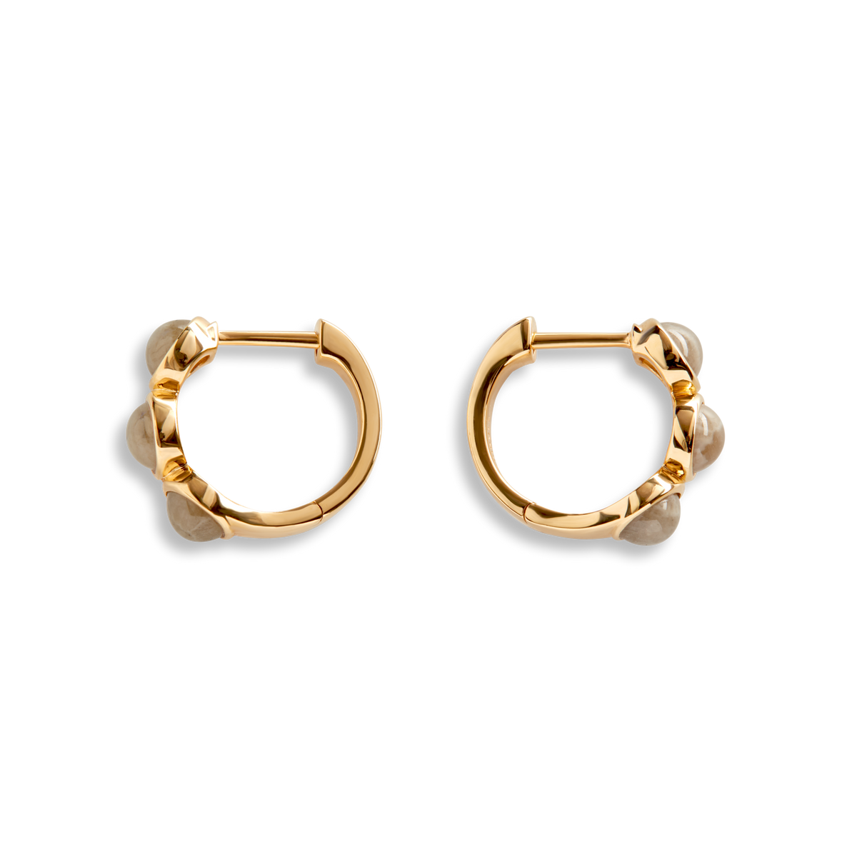 3 Bead Petoskey Huggie Earrings