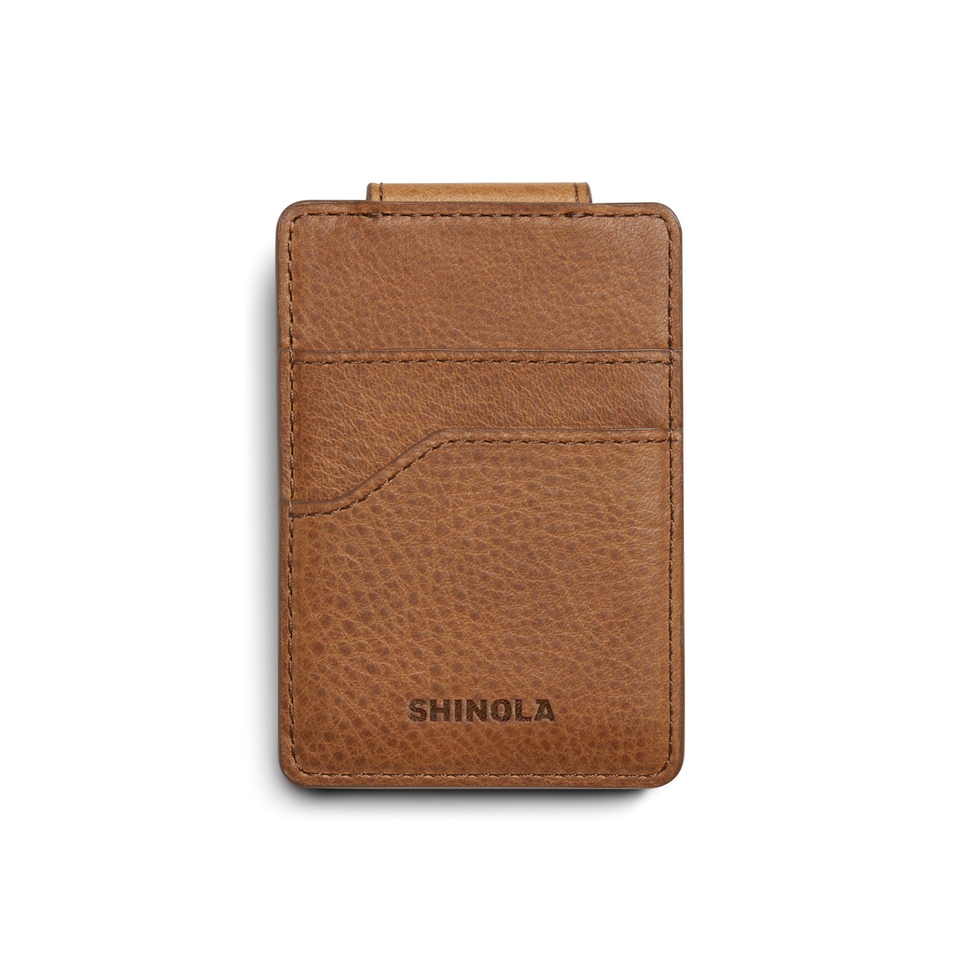 Shinola | Men's Magnetic Money Clip Card Holder | Tan | Leather