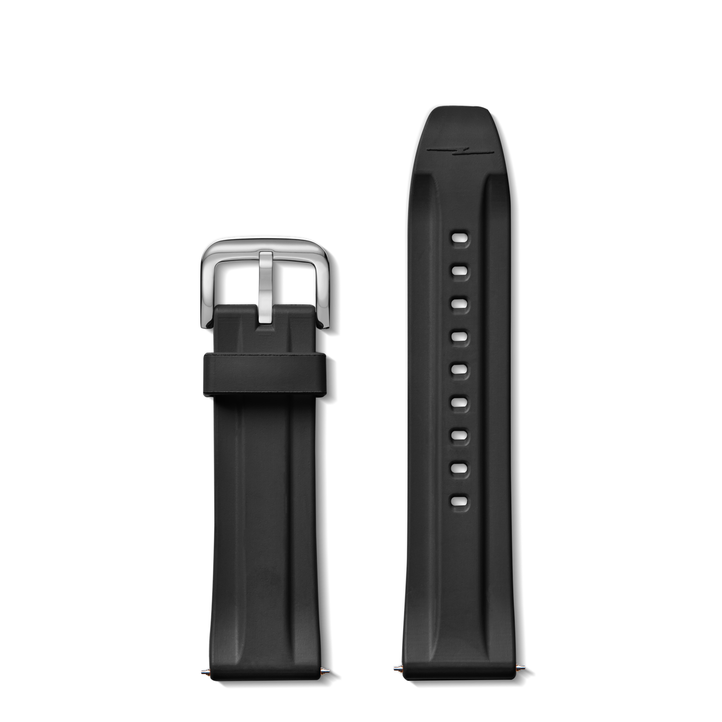 24mm Black Rubber Watch Strap - Black