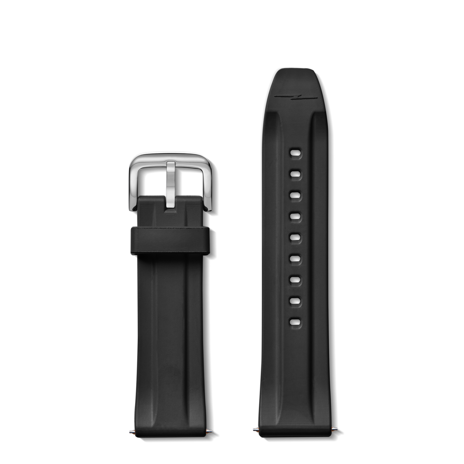 24mm Black Rubber Watch Strap - Black