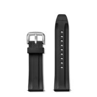 24mm Black Rubber Watch Strap - Black