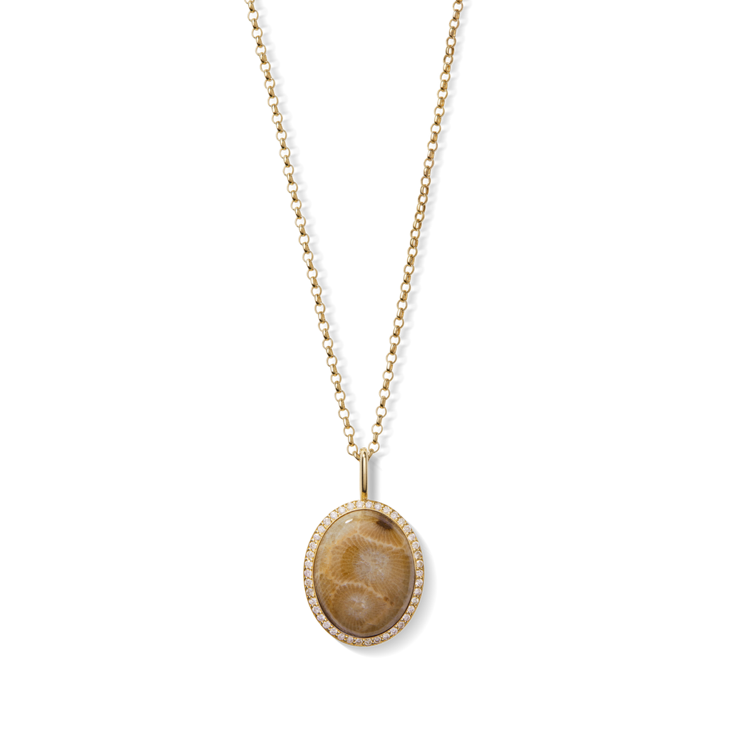 Shinola Diamond Pave Petoskey Necklace in Yellow Gold
