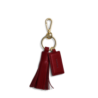 Leather Tassel Keychain - Ruby