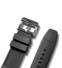 22mm Black Expandable Dive Rubber Watch Strap - Black