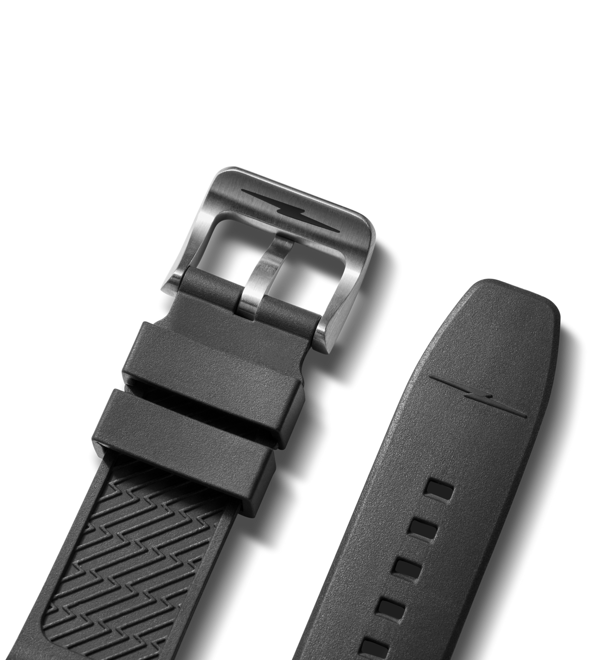 22mm Black Expandable Dive Rubber Watch Strap - Black
