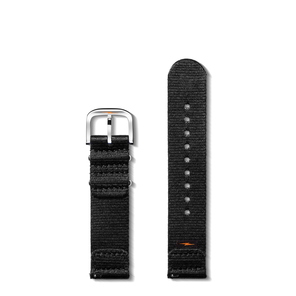 20mm Black G10 Nylon Watch Strap - Black