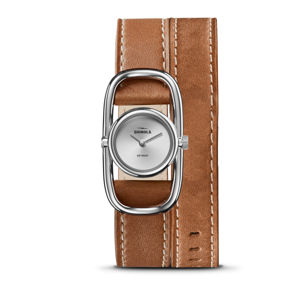 Bike Lock Watch - Tan Leather Wrap Strap