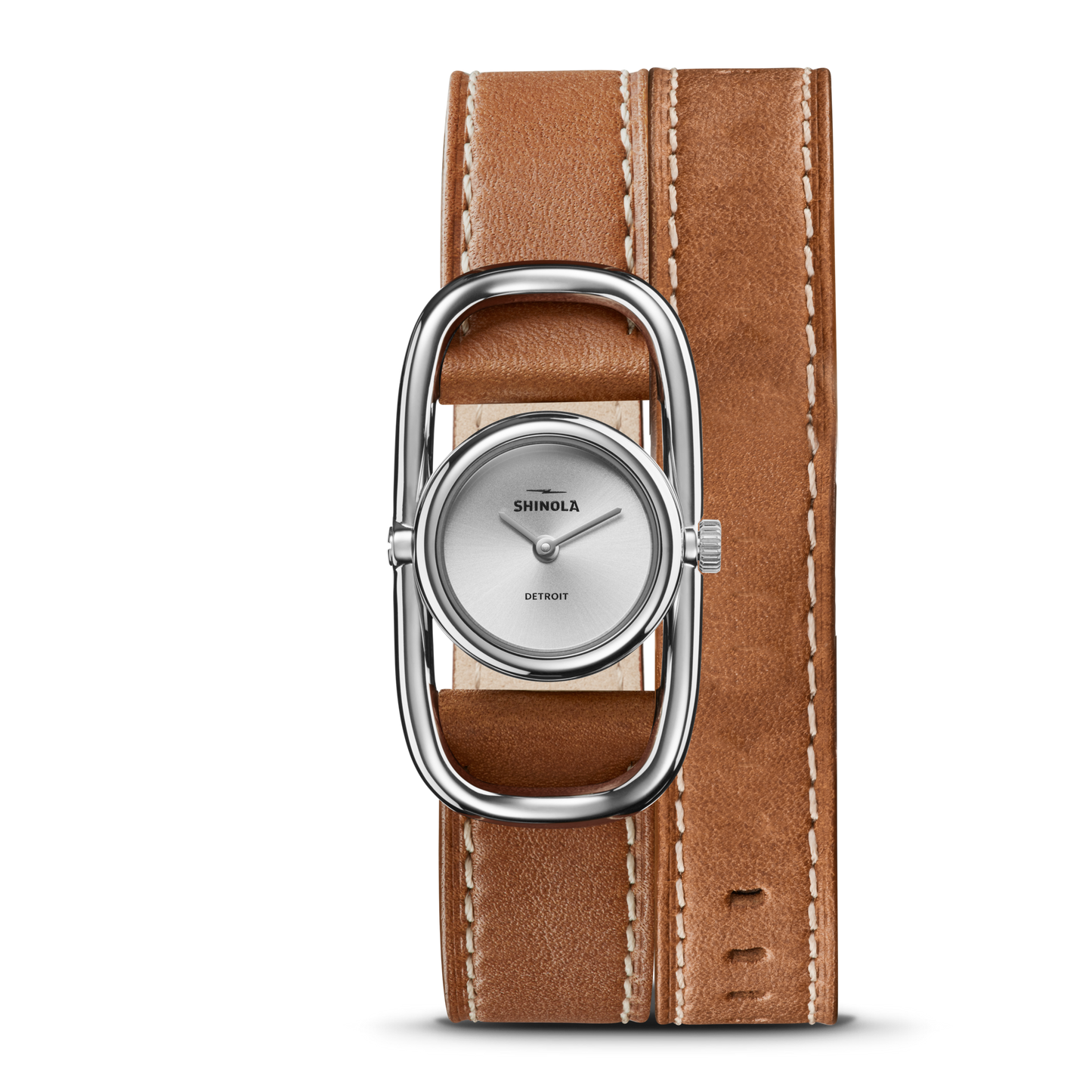 Bike Lock Watch - Tan Leather Wrap Strap