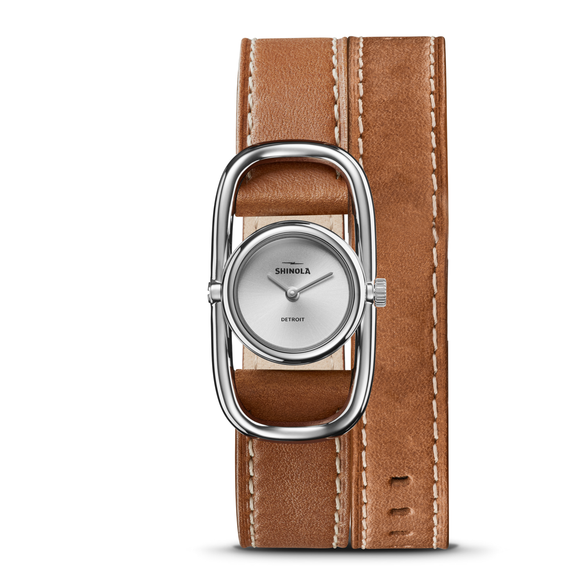 Bike Lock Watch - Tan Leather Wrap Strap
