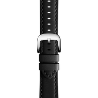 20mm Black Leather Watch Strap - Black