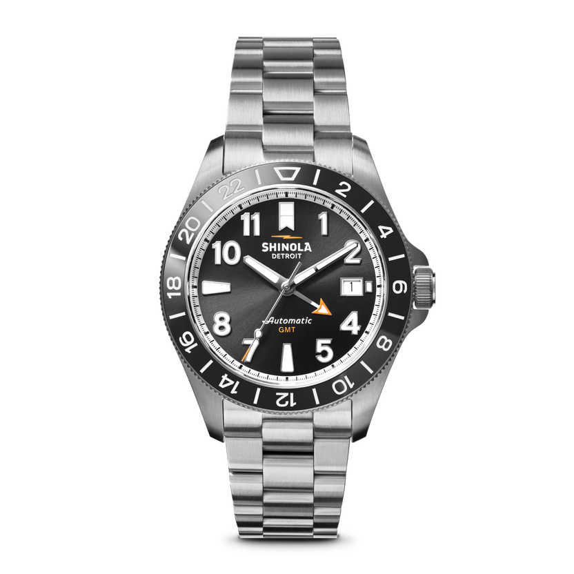 Shinola Monster GMT 40 Black on steel bracelet