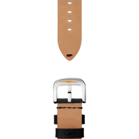24mm Black Leather Watch Strap  - Black