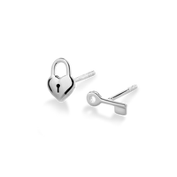 Petite Heart and Lock Earrings