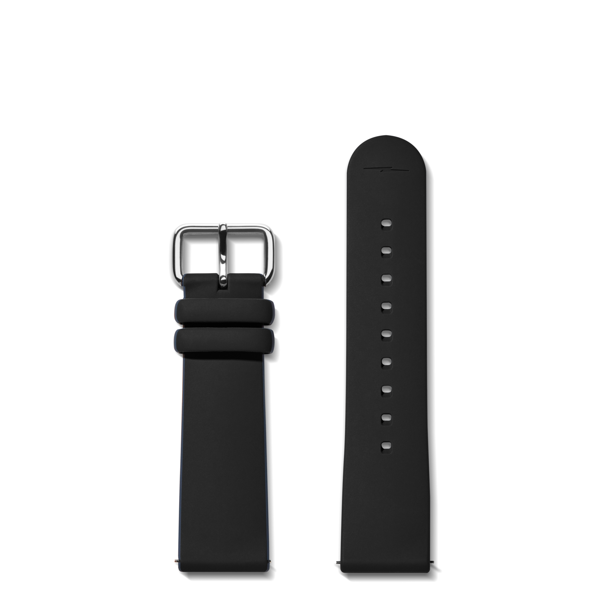 22mm Black Silicone Watch Strap (Long) - Black