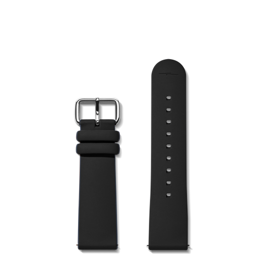 22mm Black Silicone Watch Strap (Long) - Black