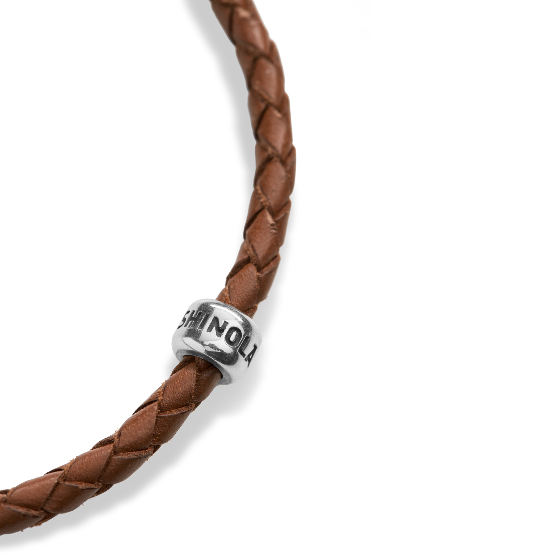 Single Wrap Woven Leather Bracelet - Tan