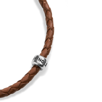 Single Wrap Woven Leather Bracelet - Tan