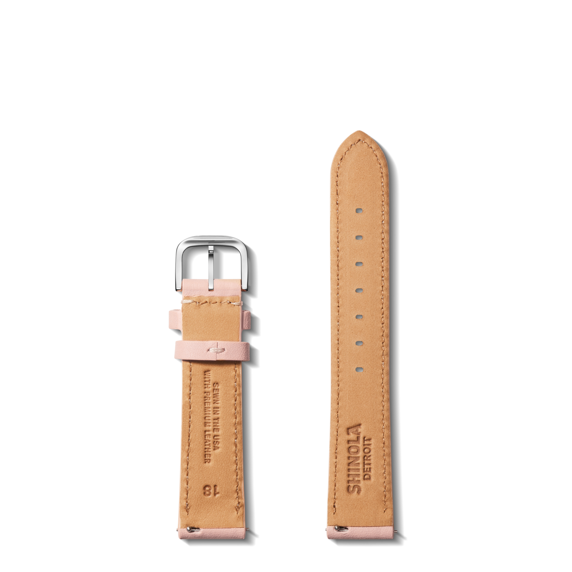 18mm Blush Leather Watch Strap - Blush