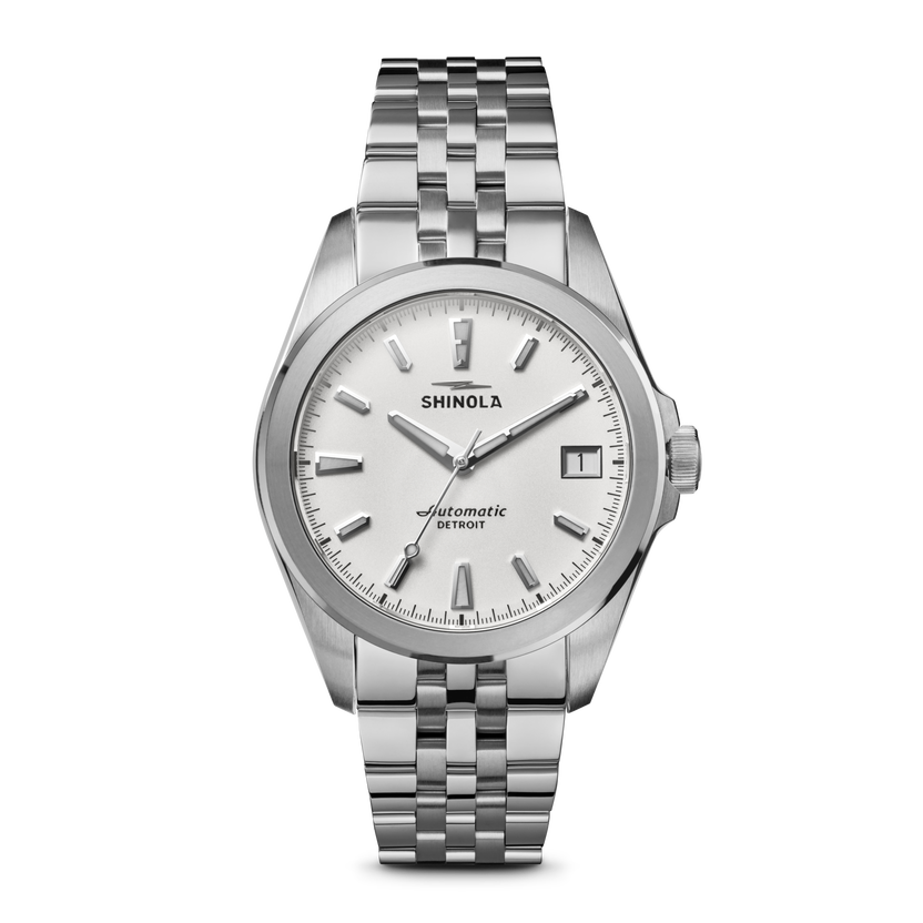 Shinola Circadian Monster 36 Alabaster on steel bracelet