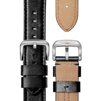 24mm Black Leather Watch Strap - Black -  24\22
