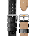 24mm Black Leather Watch Strap - Black -  24\22