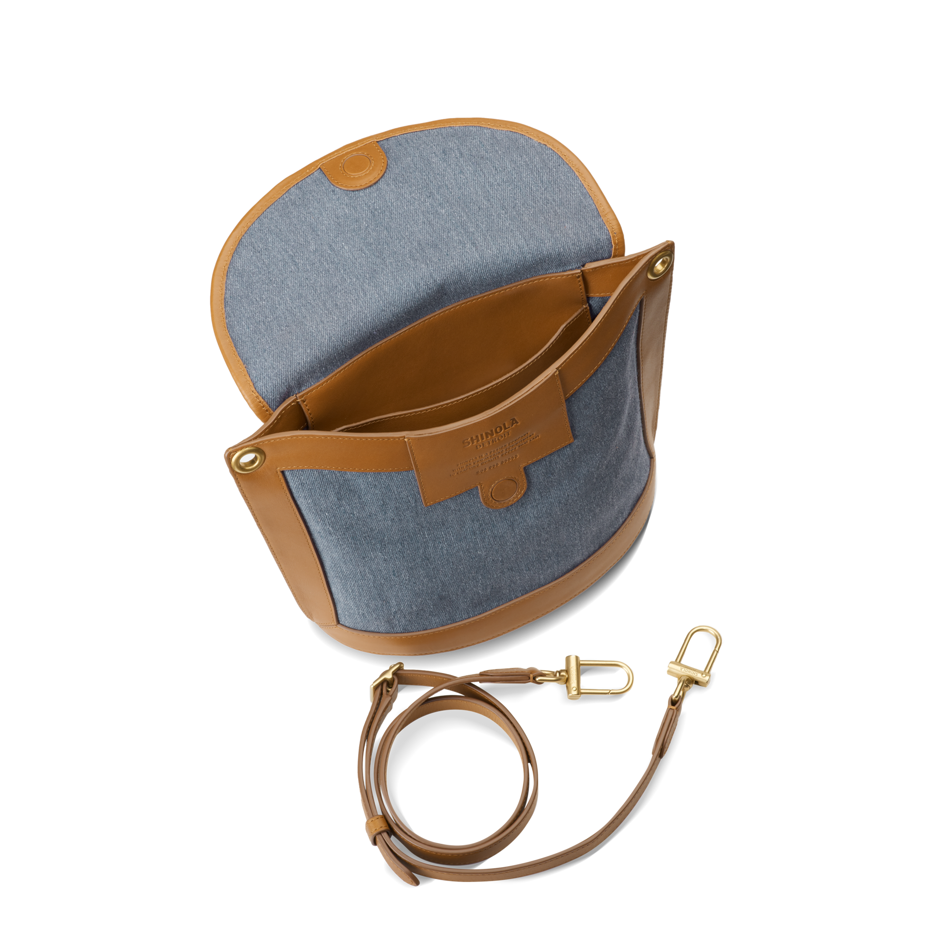 Birdy Bucket Bag Denim/Natural Leather BR - Red / Denim / Burgundy