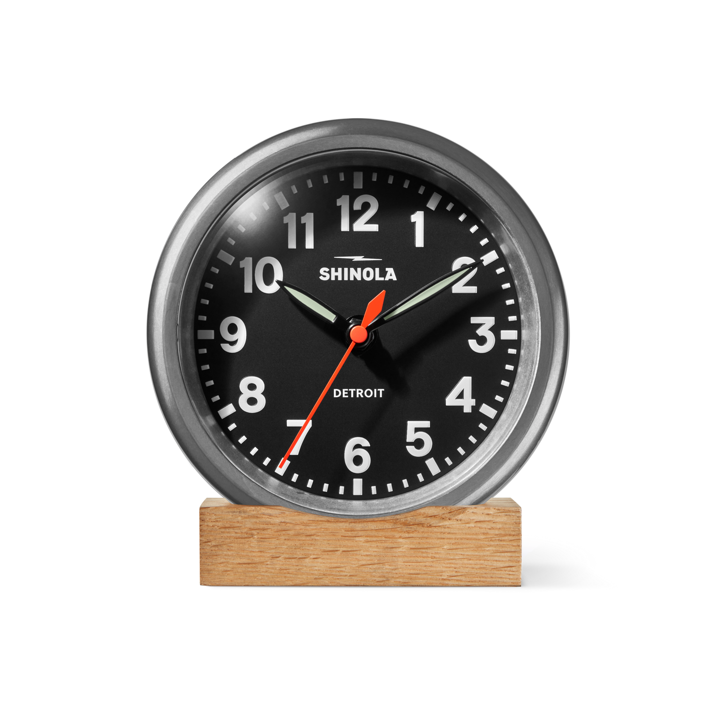 Clock: Desk, Runwell 6", Tumbled Zinc/Black
