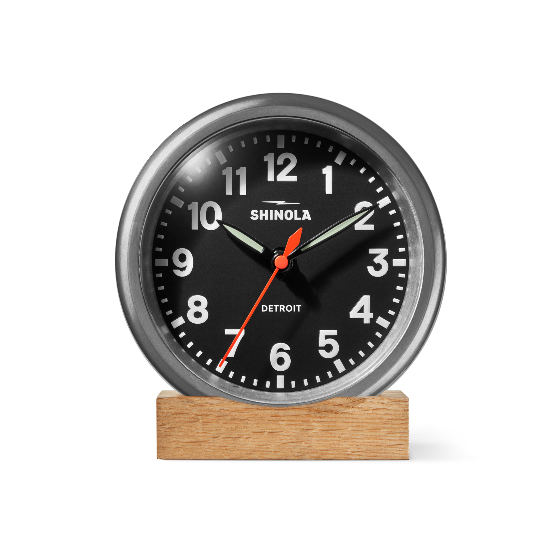 Clock: Desk, Runwell 6", Tumbled Zinc/Black