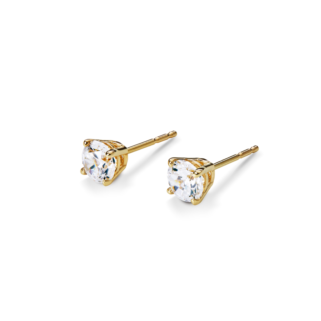 1 Carat Round Diamond Studs Yellow Gold