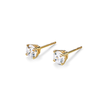 1 Carat Round Diamond Studs - Yellow Gold