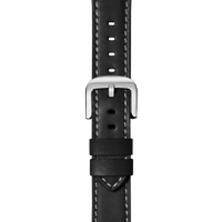 24mm Black Leather Watch Strap - Black