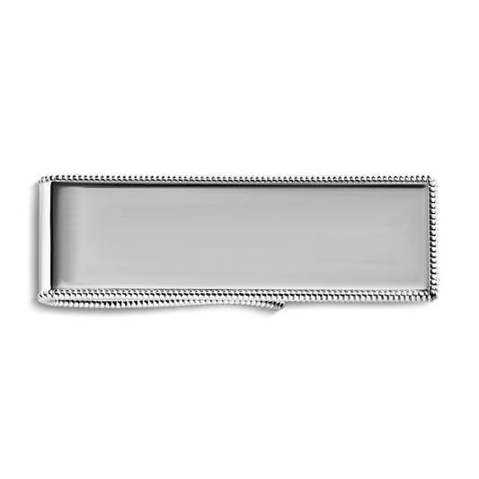 The Shinola Coin Edge Money Clip features a rectangular sterling silver design with a smooth surface and classic coin edge detail, shown on a plain white background.