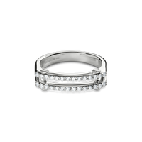 Diamond Pave Rivet Double Row Ring - White Gold
