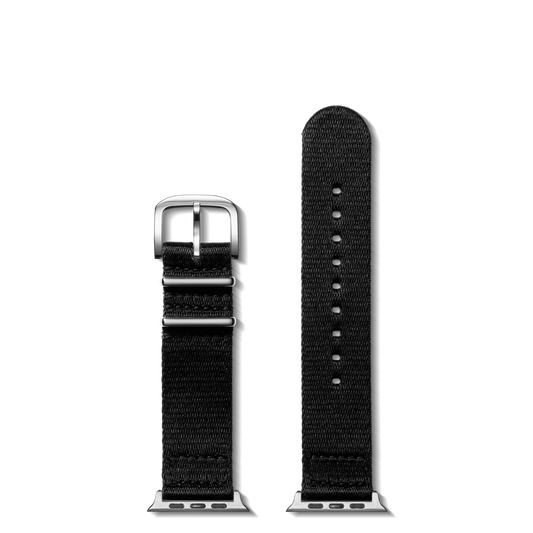 20mm Black Split Nylon Apple Watch Strap - Black