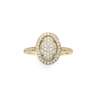 Diamond Pave Oval Ring - Yellow Gold
