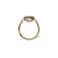 Diamond Pave Oval Petoskey Ring - Yellow Gold