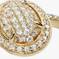 Diamond Pave Oval Ring - Yellow Gold