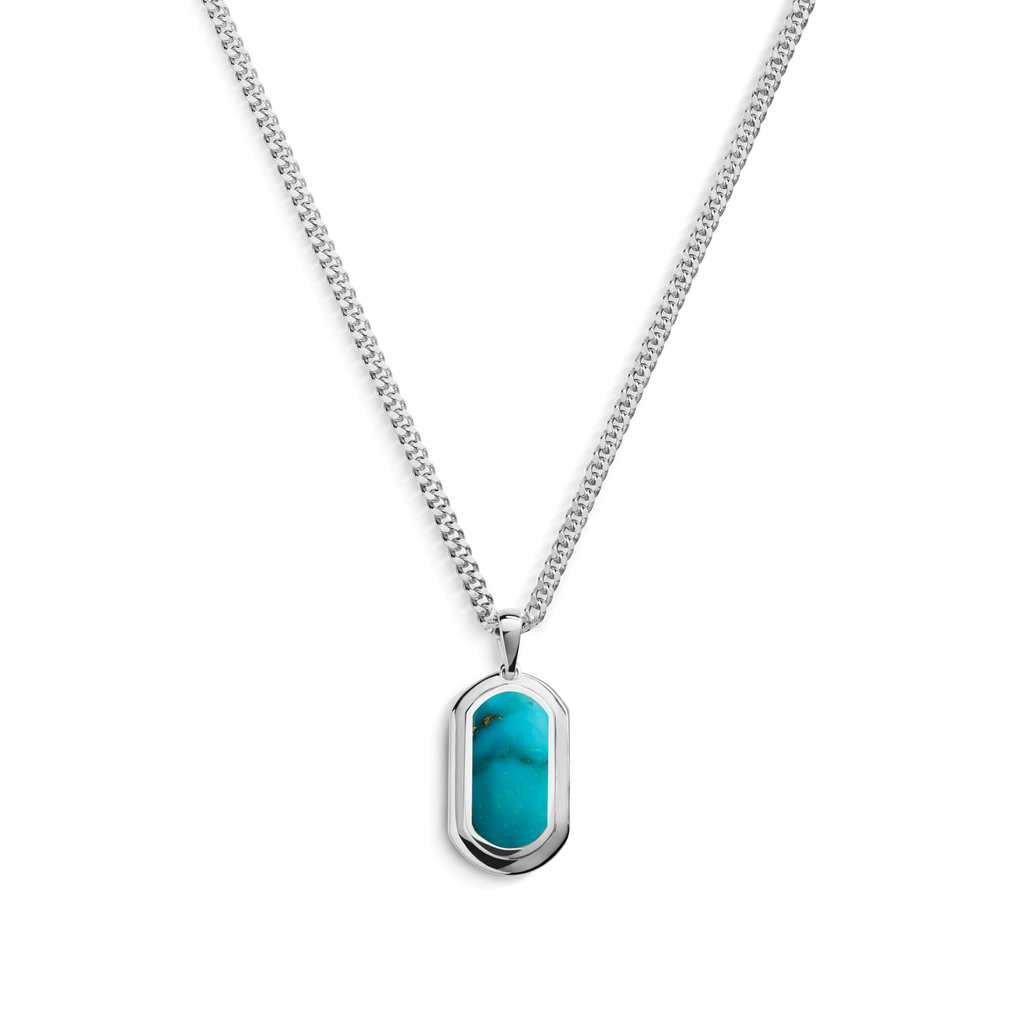 Turquoise Inlay Tag Necklace