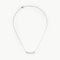 Diamond Pave Rivet Double Row Necklace - White Gold