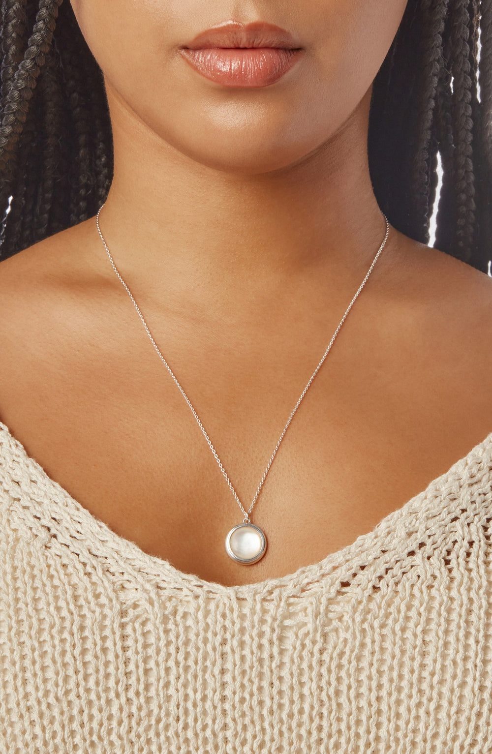 Heirloom Mother of Pearl Pendant Necklace - Sterling Silver