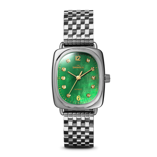 Diamond Bixby Watch - Green Mother Of Pearl