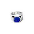 Octagonal Lapis Signet Ring - Sterling Silver