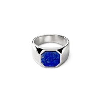 Octagonal Lapis Signet Ring - Sterling Silver