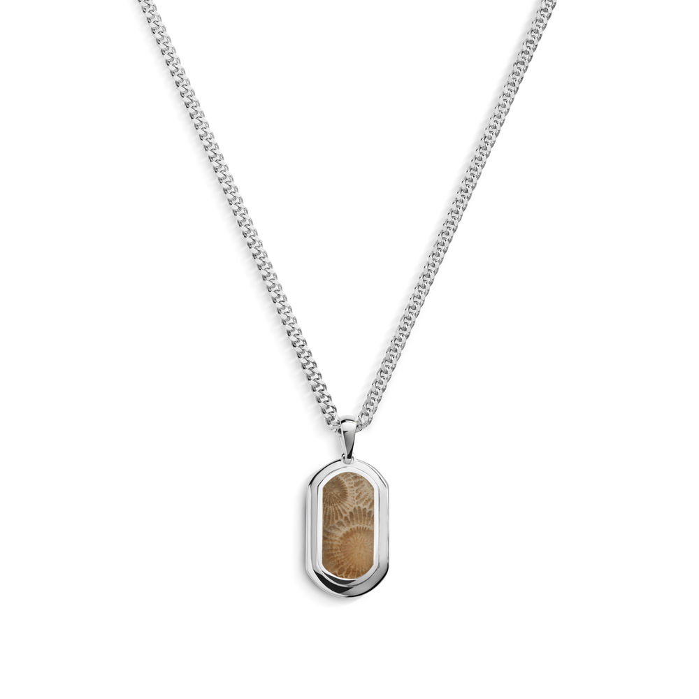 21mm Petoskey Tag Necklace - Sterling Silver