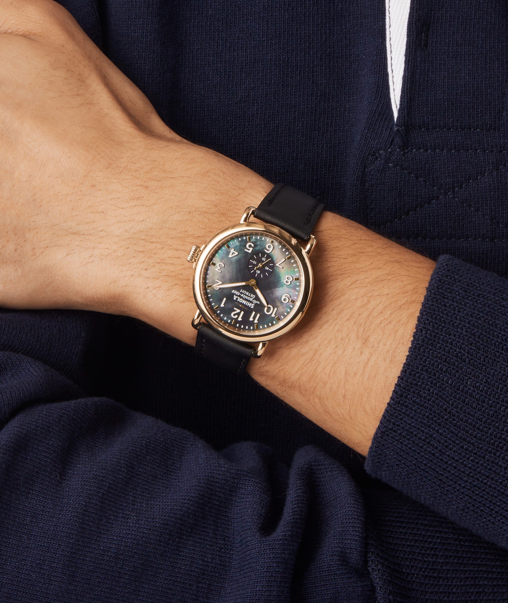Runwell Watch - Black Mother of Pearl